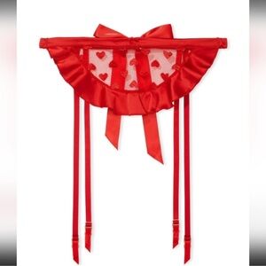 Victorias Secret Dream Angels Red Sheer Hearts Garter Belt Sz XS/S NWT